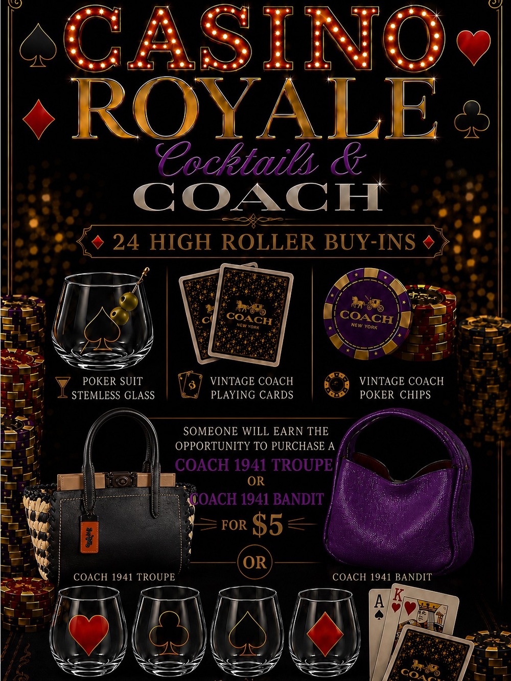 Coach Casino Royale Cocktail Set - Black & Purple